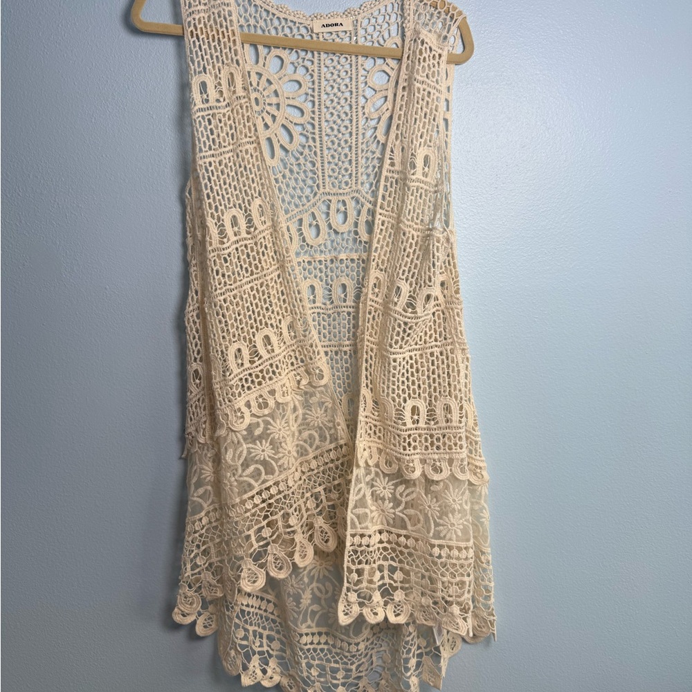 ADORA Ivory Crochet Lace Cardigan
